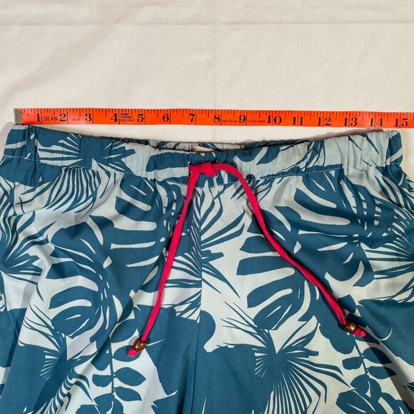 Quagga Green Label Tropical Print Lounge Pants Size M Teal Wide Leg High Rise - Picture 5 of 12